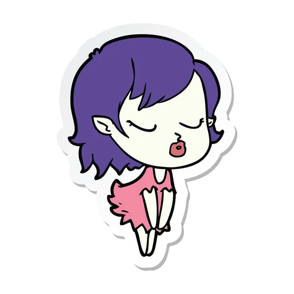 Sticker of a cute cartoon vampire girl — Stock Vector