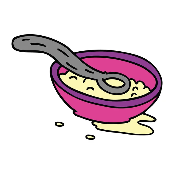 Gribouille de dessin animé d'un bol de céréales — Image vectorielle