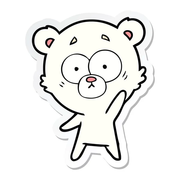 Sticker Surprised Polar Bear Cartoon — Stock Vector