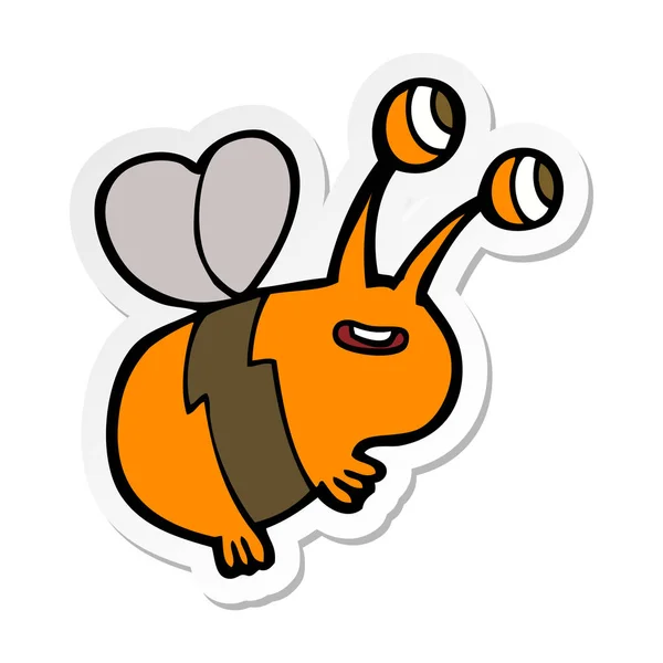 Sticker Van Een Cartoon Happy Bee — Stockvector