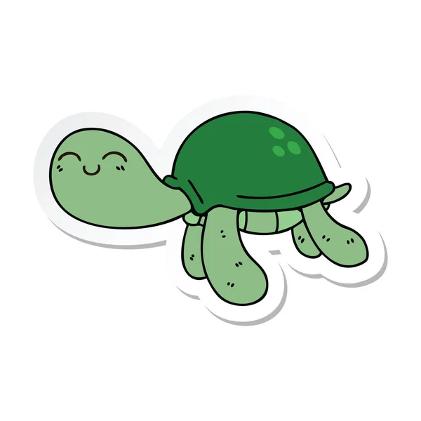 Sticker Quirky Hand Drawn Cartoon Turtle — Stock Vector
