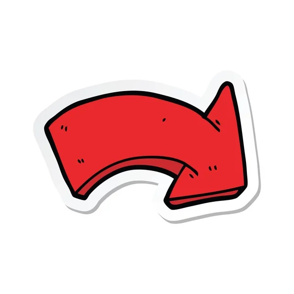 Sticker van een cartoon wijzende pijl teken — Stockvector