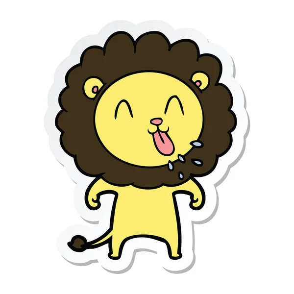 Autocollant d'un lion de dessin animé heureux — Image vectorielle