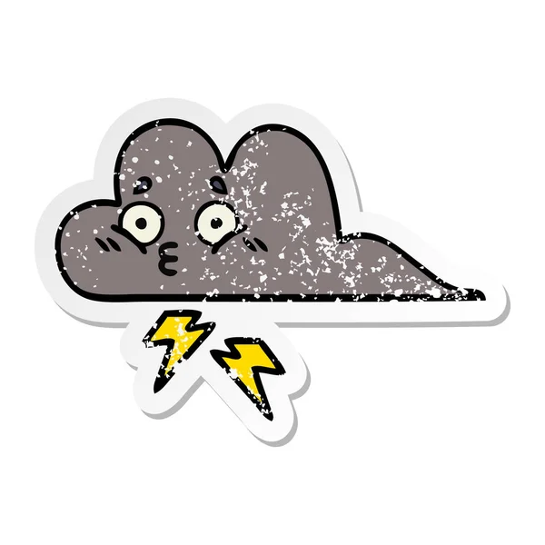 かわいい漫画嵐雲の苦しめられたステッカー — ストックベクタ