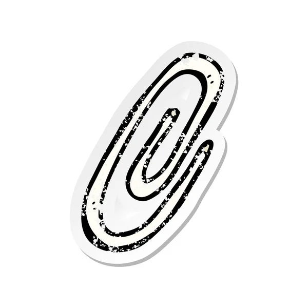 Retro distressed sticker of a cartoon paperclip — Stock Vector