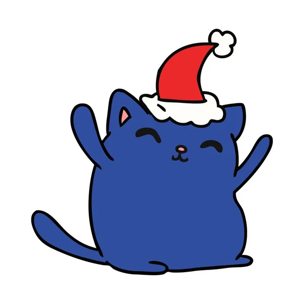 Noel karikatür kawaii kedi — Stok Vektör