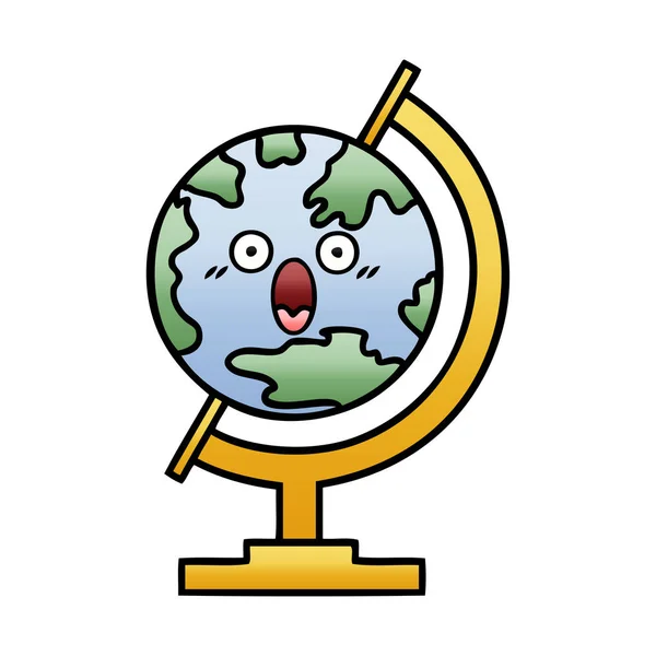 Gradiente sombreado globo de dibujos animados del mundo — Vector de stock