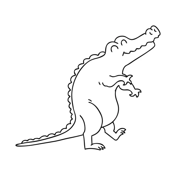 Egendomliga linje ritning tecknad krokodil — Stock vektor
