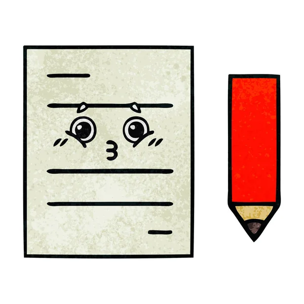 Retro Grunge Doku Karikatür Bir Test Kağıt — Stok Vektör