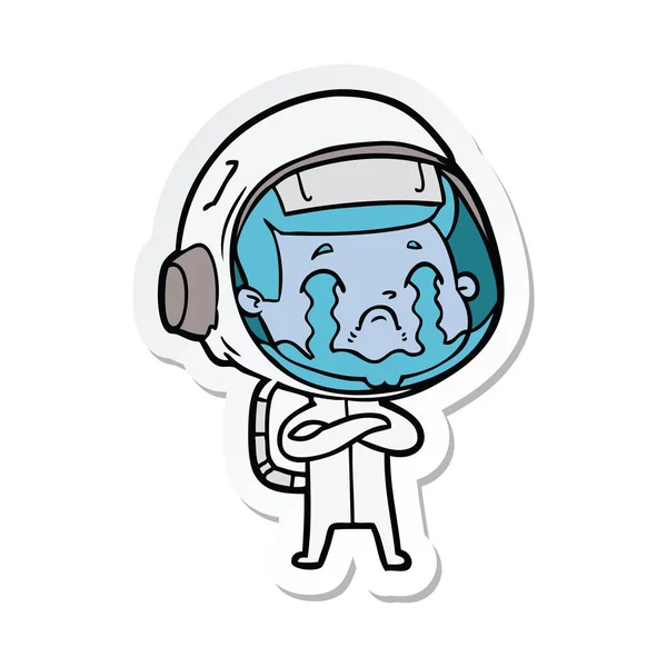 Aufkleber Eines Weinenden Astronauten — Stockvektor