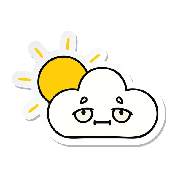 Pegatina Lindo Sol Dibujos Animados Nube — Vector de stock