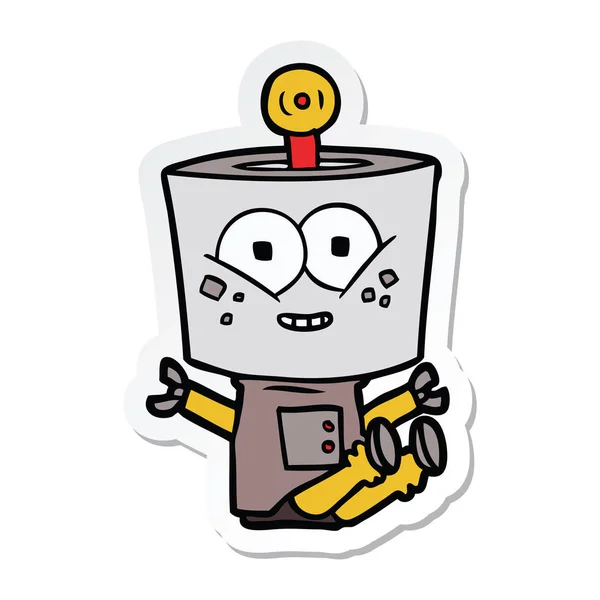 Sticker of a happy cartoon robot — Stock Vector