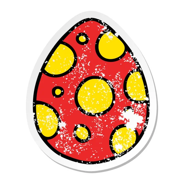 Ilginç bir el sıkıntılı etiket çizilmiş karikatür Paskalya yortusu yumurta — Stok Vektör