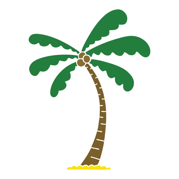 Hand Dras Egendomliga Tecknad Palm Tree — Stock vektor