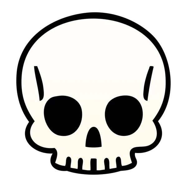 Quirky gradient shaded cartoon skull — Stock Vector