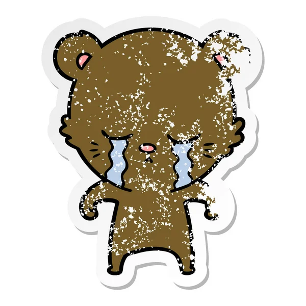 泣いて漫画クマの苦しめられたステッカー — ストックベクタ