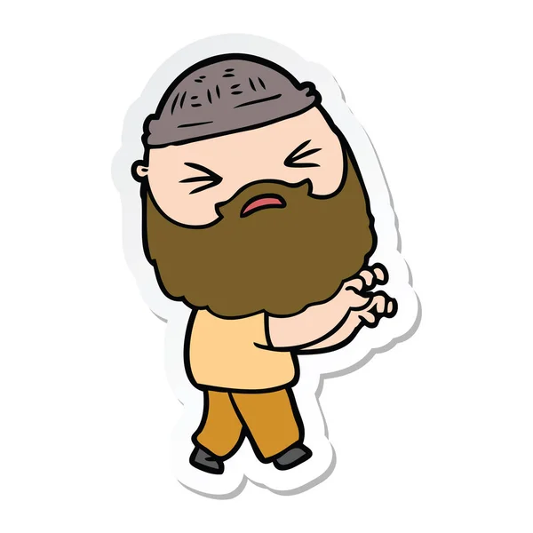 Etiqueta de um homem dos desenhos animados com barba — Vetor de Stock