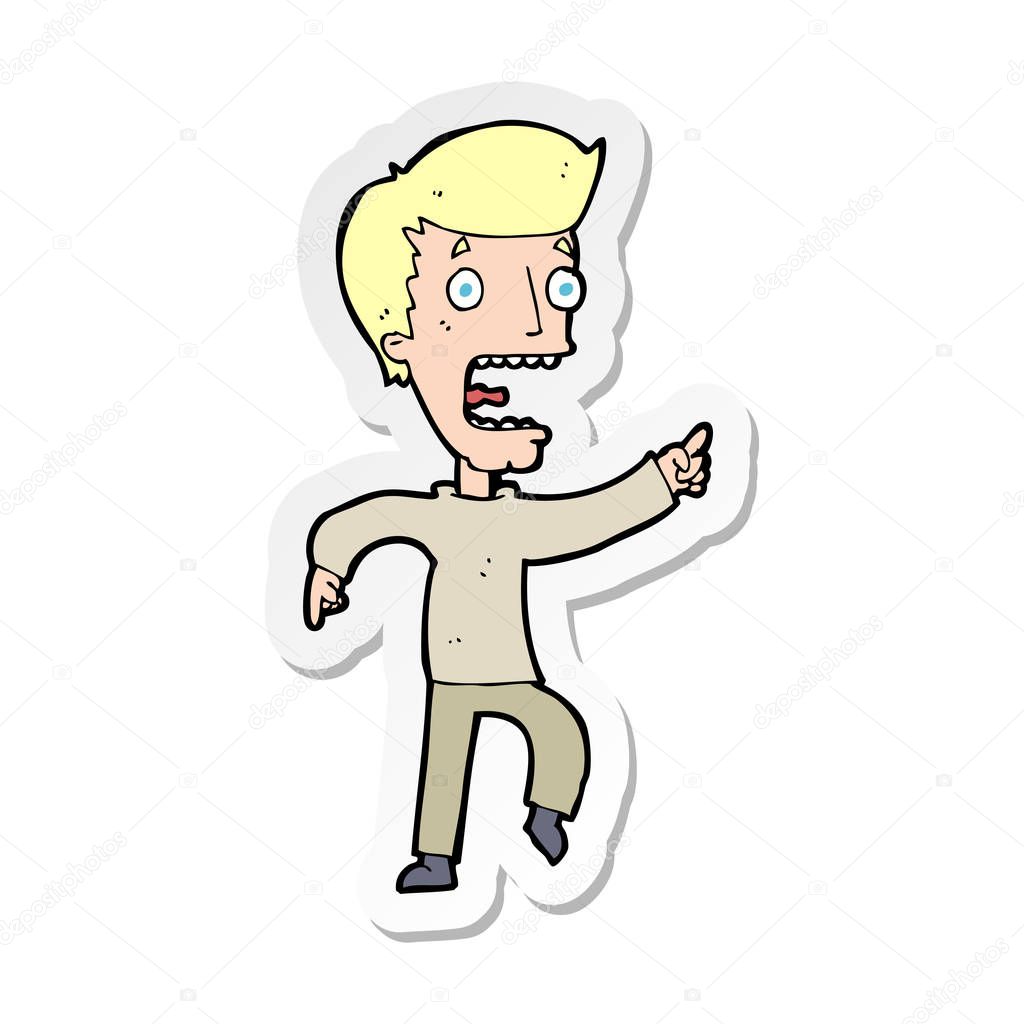 sticker of a cartoon terrified man