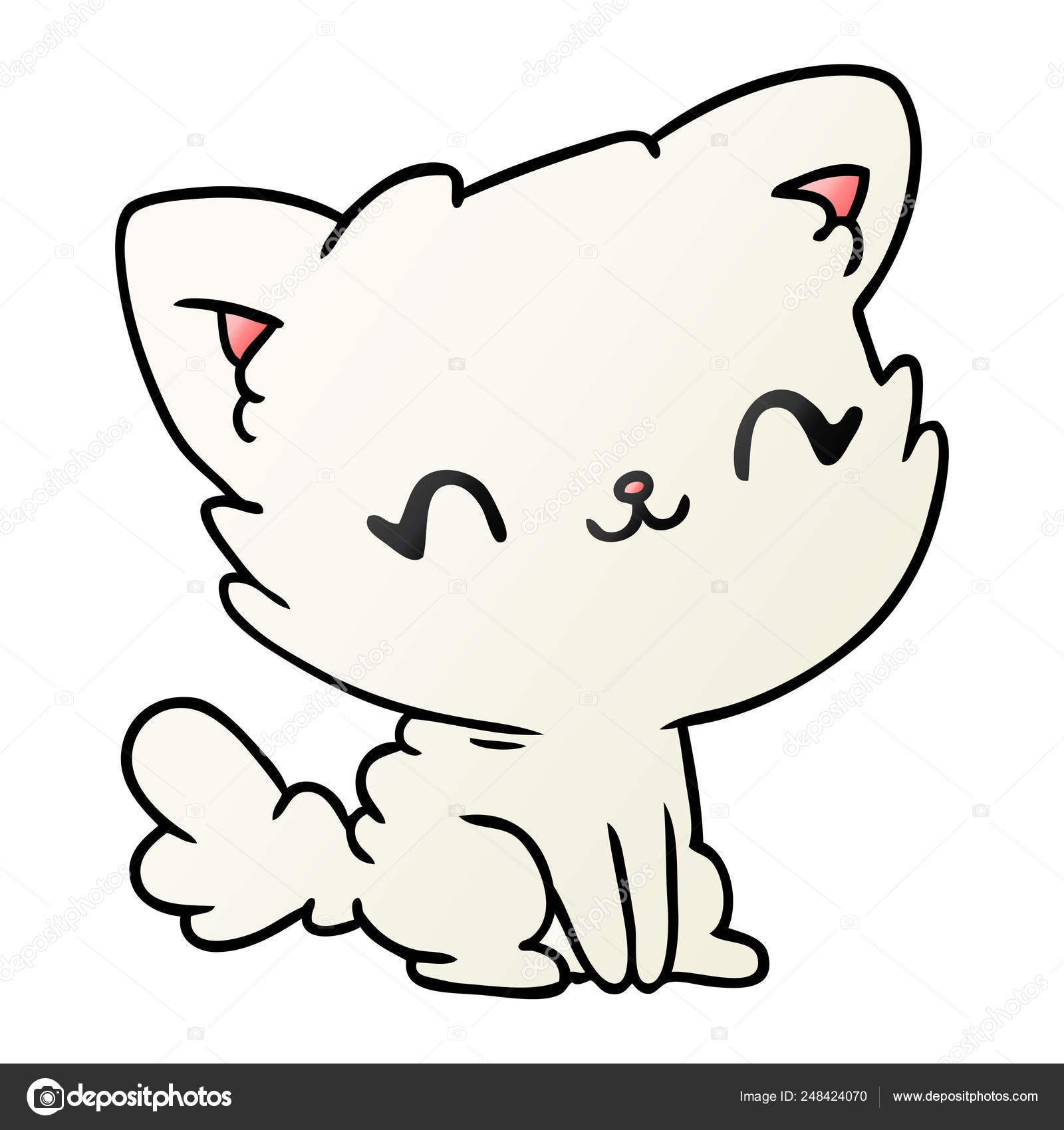 Gradiente desenho animado bonito kawaii gato fofo imagem vetorial de  lineartestpilot© 248424070