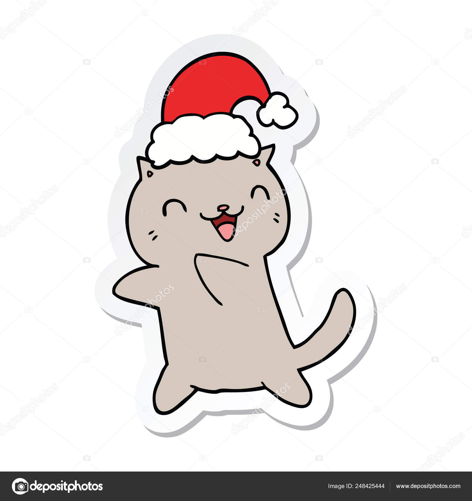 Desenhos animados de Natal de gato kawaii imagem vetorial de