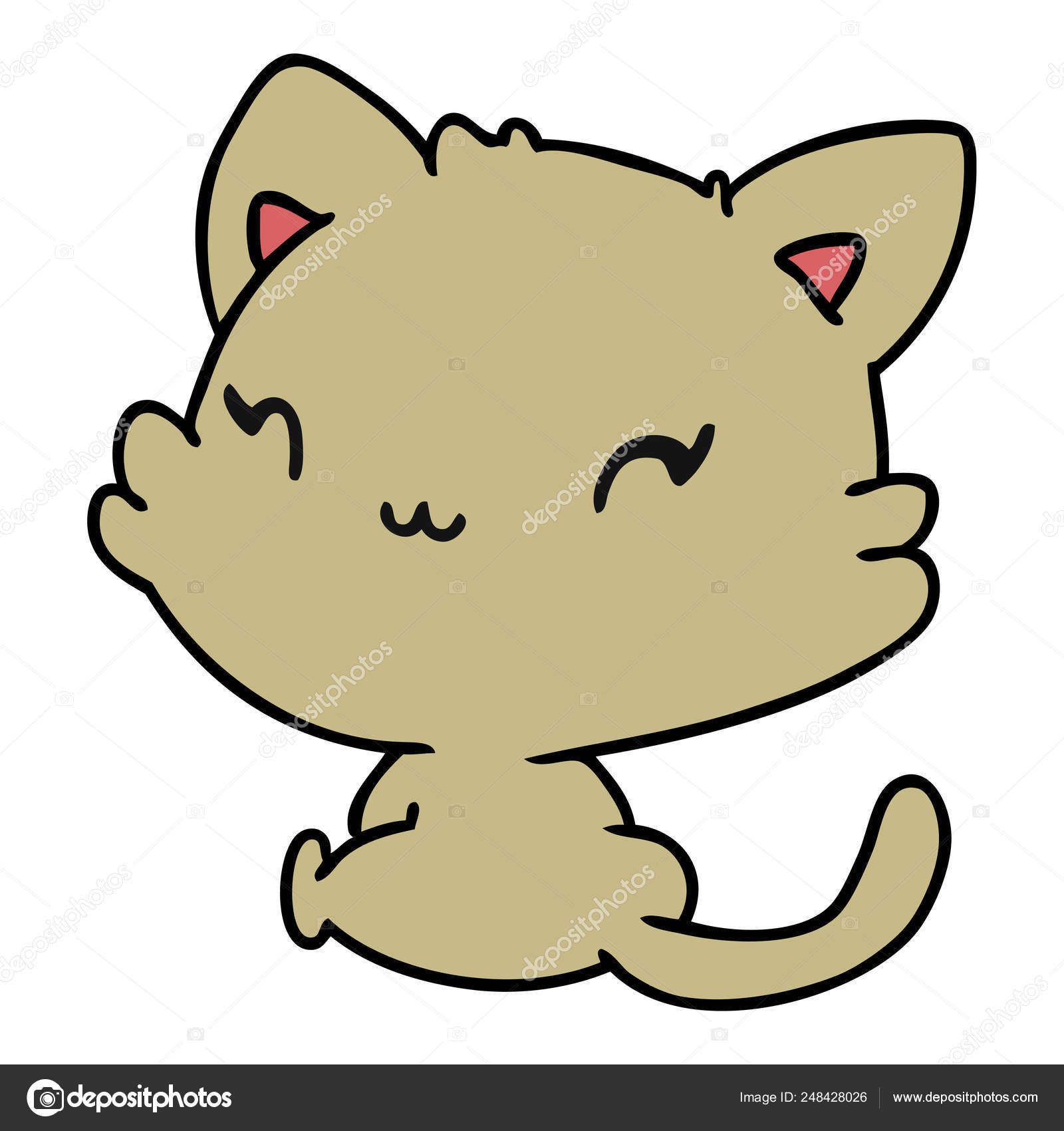 Dessin Anime De Mignon Chaton Kawaii Image Vectorielle Par Lineartestpilot C Illustration