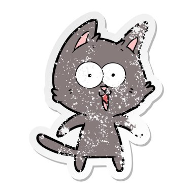 bir komik karikatür kedi sıkıntılı etiket