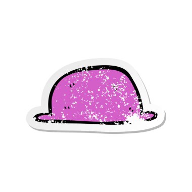 bir çizgi film şapka Retro sıkıntılı etiket