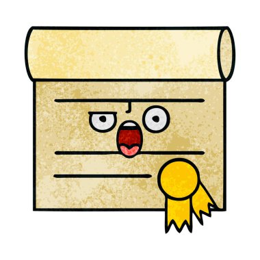 Retro grunge doku karikatür sertifika