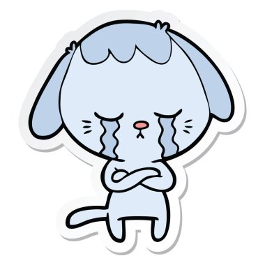 çizgi film ağlıyor bir sevimli köpek etiket