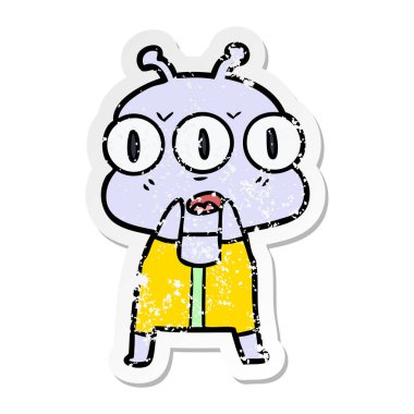 bir çizgi film üç gözlü yabancı sıkıntılı etiket