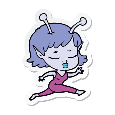 sevimli uzaylı kız çizgi film etiketi