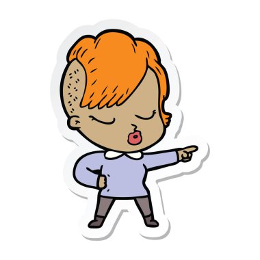 bir çizgi film güzel hippi kız etiketi