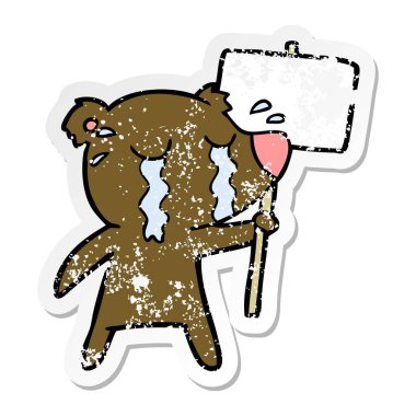 ayı ağlıyor bir karikatür sıkıntılı etiket