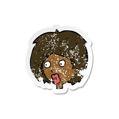 arayan bir çizgi film kadın Retro sıkıntılı etiket