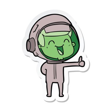 mutlu karikatür astronotun etiket