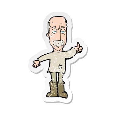 yaşlı adam bir karikatür Retro sıkıntılı etiket rahatsız