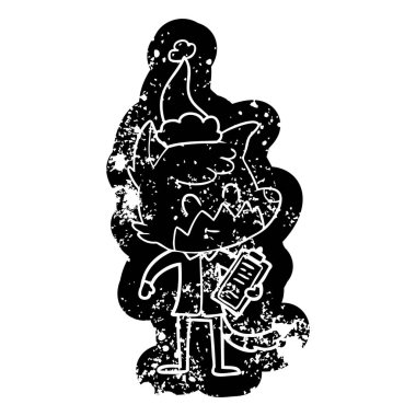 çizgi film sıkıntılı simgesi santa giyen bir dostu fox Yöneticisi 