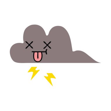 düz renk retro karikatür fırtına bulutu