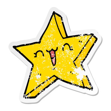 sevimli çizgi yıldız sıkıntılı etiket