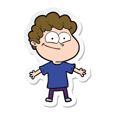 etiket karikatür mutlu bir adamın