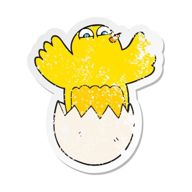 Retro sıkıntılı etiket yumurta kuluçkalık bir karikatür