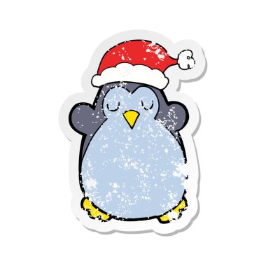 şirin bir Noel penguen sıkıntılı etiket