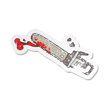 bir çizgi film kanlı testere Retro sıkıntılı etiket