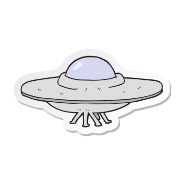 etiket bir karikatür uçan daire