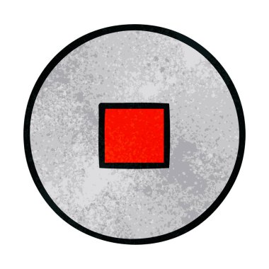 Retro grunge doku karikatür durdur düğmesinin