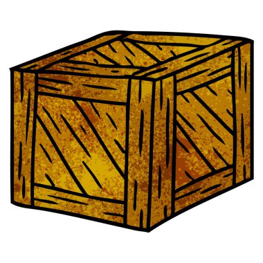 dokulu karikatür doodle bir ahşap kasa