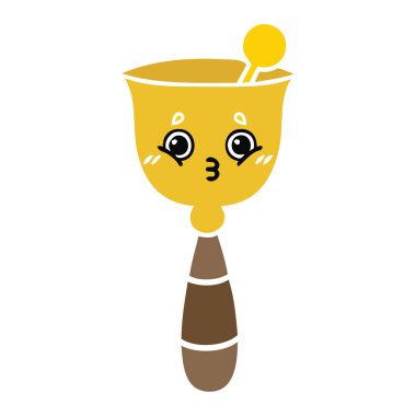 okul zili, düz renk retro çizgi film