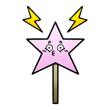 Degrade gölgeli çizgi film sihirli değnek