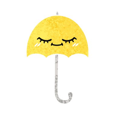 Retro illüstrasyon tarzı çizgi film şemsiye