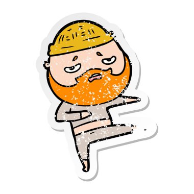 sakallı bir karikatür sıkıntılı etiket endişeli